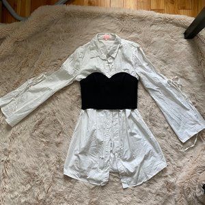 Re:Named White Button Down with Corset